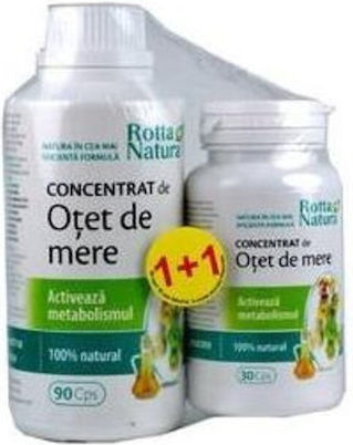 Concentrat De Oțet Din Cidru De Mere Metabolism Activ Rotta Natura 90+30 Capsule Gratuit