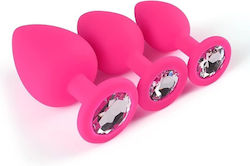 Smd Analyzer Triple Silicone Edition Πρωκτική Σφήνα Σετ 3 S M L Pink Silver Diamond Smd Analyzer Triple Silicone Edition Πρωκτική Σφήνα Σετ 3 S M L Pink Silver Diamond