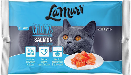 Whiskas Υγρή Τροφή για Γάτες με Σολομό 4x100gr