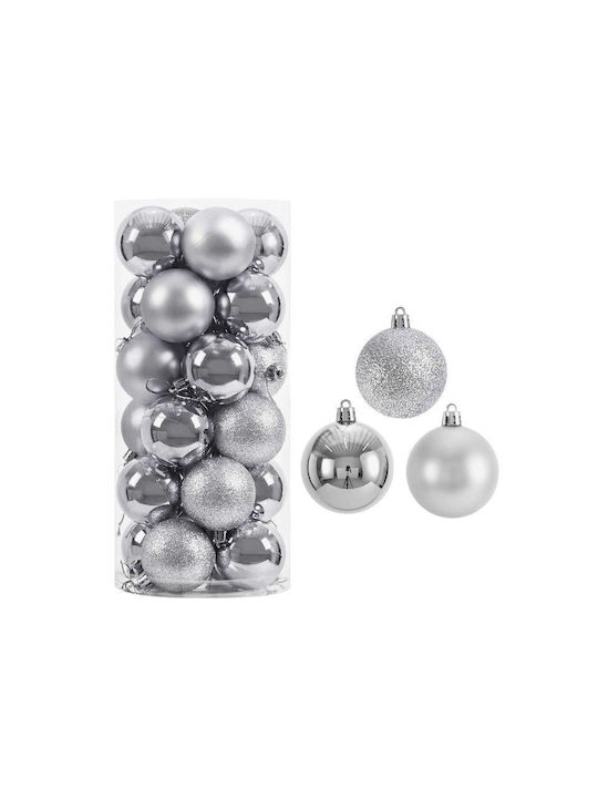 Hanging Ball Ornament Ornament Silver 8cm Set 2...