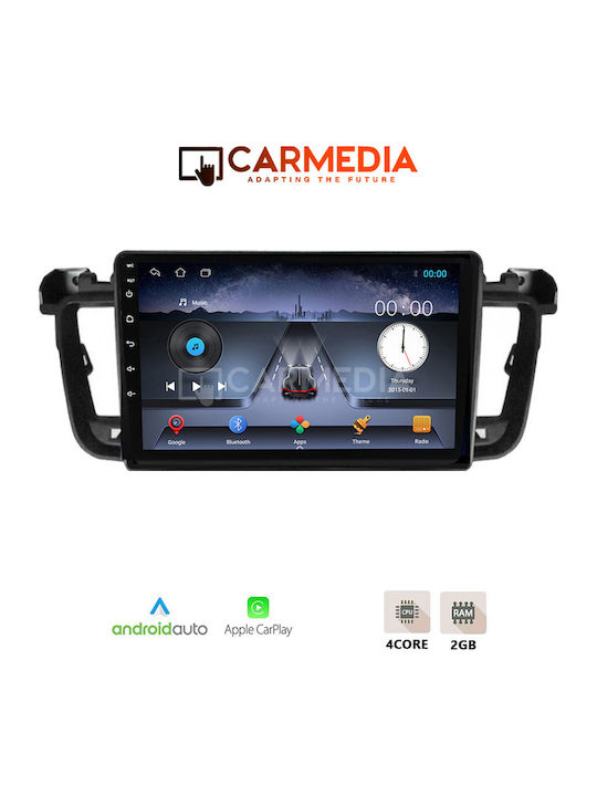Carmedia Car Audio System for Peugeot 508 2010-2015 with Touch Screen 9 inches Bluetooth USB Wi-Fi GPS Apple CarPlay Android Auto