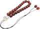 Worry Beads Agate Beads & Crest Tile Red 28cm 1 Piece
