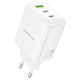 Borofone Charger Without Cable GaN with USB-A Port and 2 USB-C Ports 65W Power Delivery / Quick Charge 3.0 Whites (BN32 Cargador)