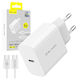 Blavec Ladegerät mit integriertem Kabel mit USB-C Anschluss USB-C - USB-C 20W Stromlieferung / Schnellaufladung 3.0 Weißs (BC-9)