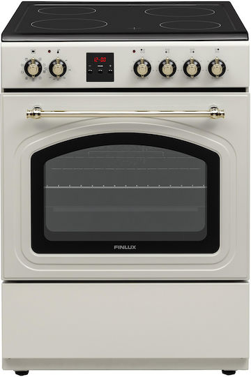 Finlux Cooker 69lt with Ceramic Hobs W60cm. Beige