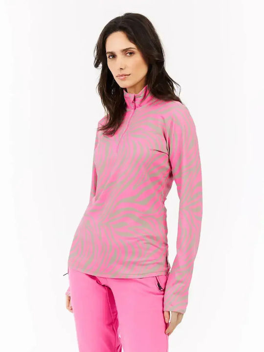 Winter Women's Fleece Blouse with Zipper Foxy Pink