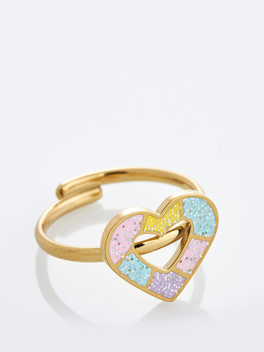 Stainless Steel Kids Ring with Design Heart RI-0006