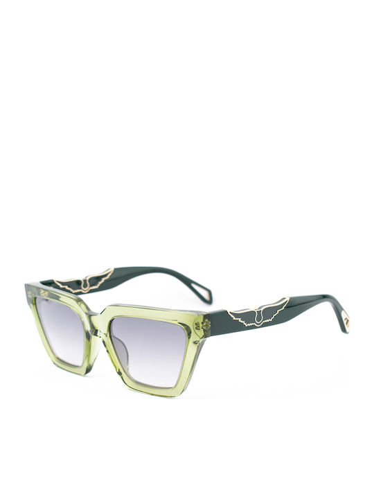Zadig & Voltaire Women's Sunglasses with Green Plastic Frame and Green Mirror Lens
