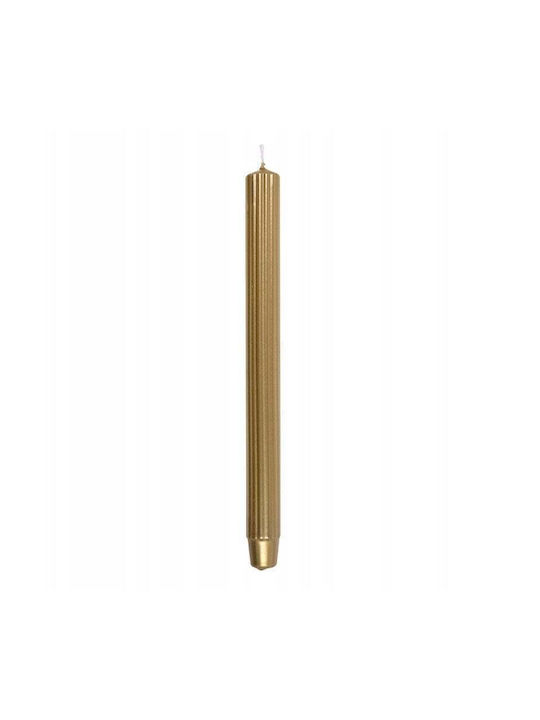 Long Ribbed Table Candle Donau Home Lacquered 25x300 Mm 4 Pieces Gold