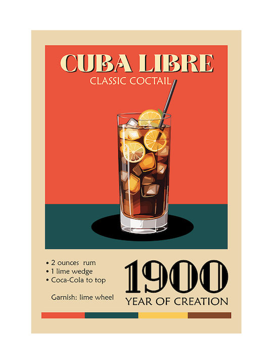 Poster Vintage Cuba Libre Classic Cocktail Pst25378 21cm X 30cm