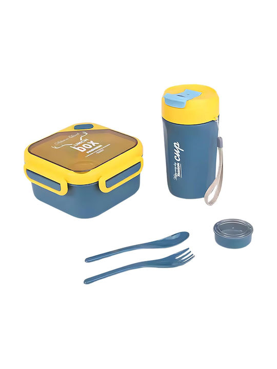 Roza Rz34617 Set Lunch Box Plastic 1000ml Water Bottle 500ml Spoon Knife Lightweight Portable