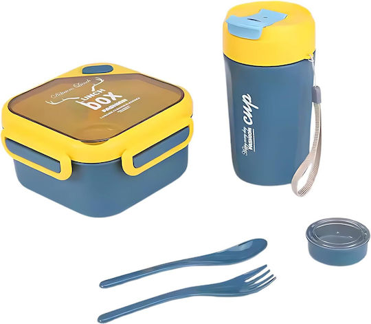 Roza Rz34617 Set Lunch Box Plastic 1000ml Water Bottle 500ml Spoon Knife Lightweight Portable