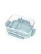 Aj Glass Lunch Box 2 Compartments Transparent Blue Lid & Airtight Closure 1000ml