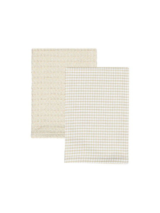 Estia Piccolo Handtuch aus 100% Baumwolle in Beige Farbe 45x65cm 2Stück