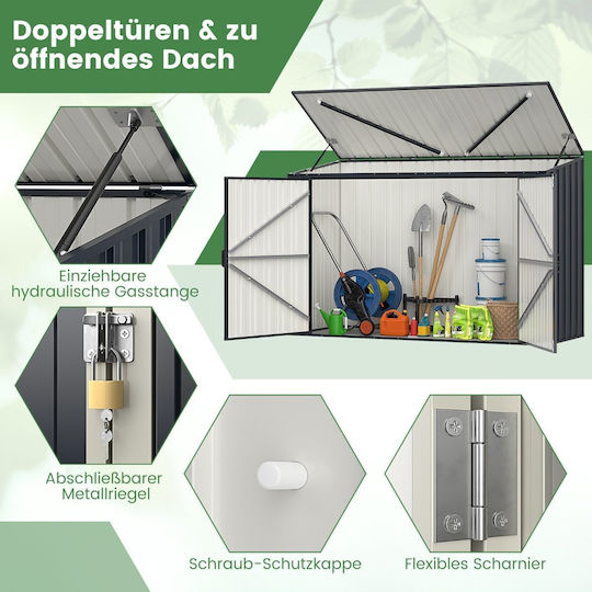 Metallisches Außen-Gartenhaus 193 X 86 X 127 Cm Wetterbeständig Grau Schloss Gt4195gr Costway