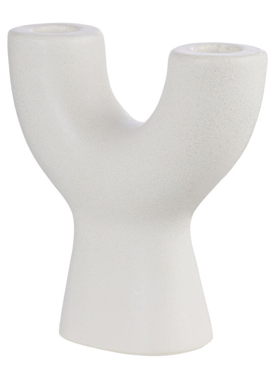 Suport Lumanari Ceramic Crem Adâncime 15cm Lățime 4,7cm Înălțime 15cm