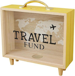 Κουμπαράς Κορνίζα Ξύλινος Travel Fund Υ12x20,5x5εκ