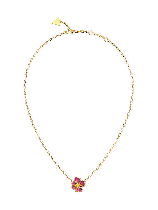 Guess Necklace with design Flower from Gold Plated Steel