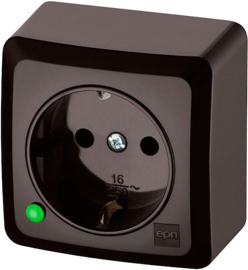 Elektro-plast Berg Single Socket Schuko N T 2p+z 16a Brown 3737-05