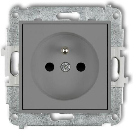 Icon Single Socket Mechanism 2p+z Grounding Overcast Front Tracks Matt Grey 27igp-1zp