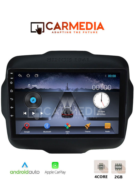 Carmedia Car Audio System for Jeep Renegade 2014 with Touch Screen 9" Bluetooth USB Wi-Fi GPS Apple CarPlay Android Auto