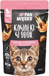 Pan Mięsko Pan Mięsko Wet Cat Food Chunks In Sauce Chicken Rabbit Kitten 85g