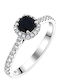 Single Stone Ring Rosette in White Gold 14K with Diamond