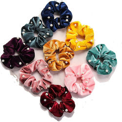 Scrunchie Βελούδινο Πέρλες Μωβ Ανοιχτό