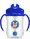Baby- und Kleinkindbecher mit Griffen und Strohhalm aus Kunststoff Blau 270ml für 6 Monate+