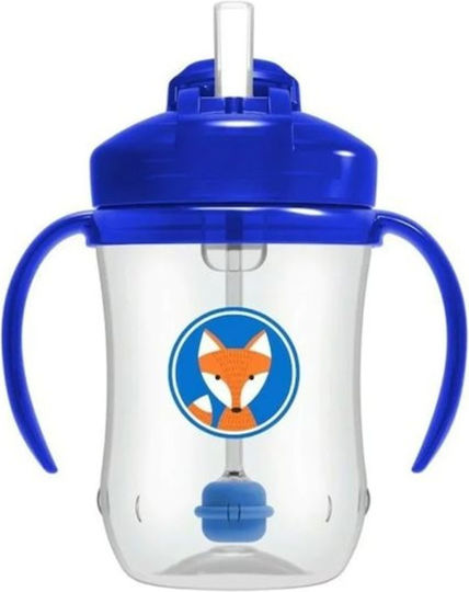 Baby- und Kleinkindbecher mit Griffen und Strohhalm aus Kunststoff Blau 270ml für 6 Monate+