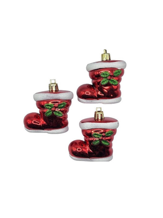 Hanging Boot Ornament Red 5x6.5cm Set 3pcs