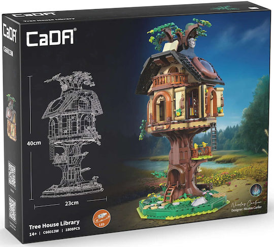 CaDA Bricks Cuburi De Construit Tree House Library Pentru 14+ Ani 1808 Bucăți