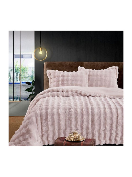 Rabbit Fleece Blanket Double 220x240cm Pink