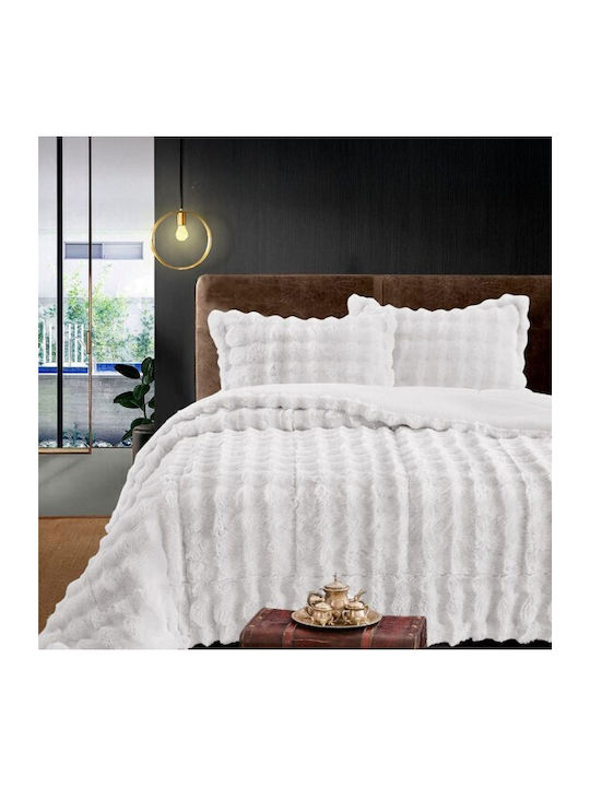 Rabbit Fleece Blanket Double 220x240cm White