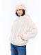 Women's Cardigan with Zipper Ecru