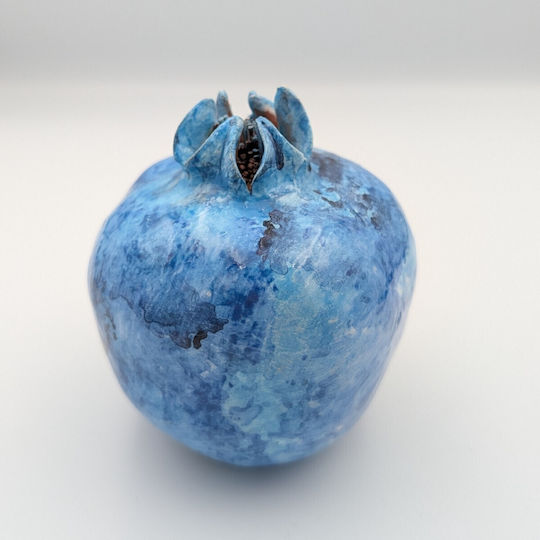 Grekas Home Handmade Tabletop Lucky Charm Pomegranate Light Blue Ceramic 9cm 1pcs