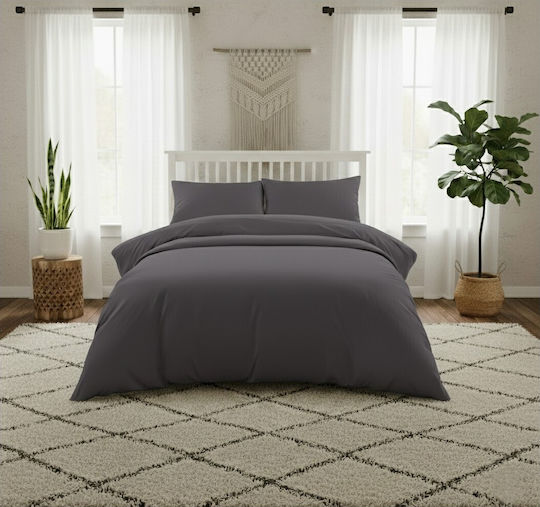 Melinen Duvet Cover Cotton Satin Queen 225x245 Lavish Dark Grey