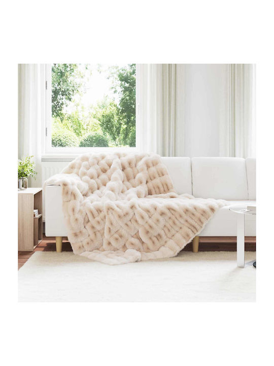 vidaXL Furry Single Blanket 150x220cm Beige