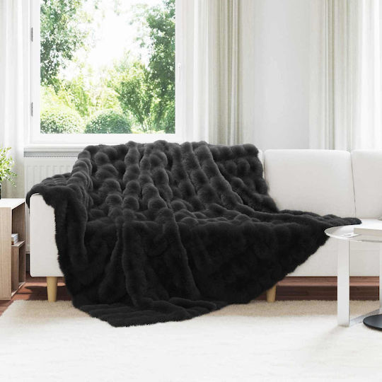 vidaXL Pelzige Decke Übergröße 220x240cm Schwarz