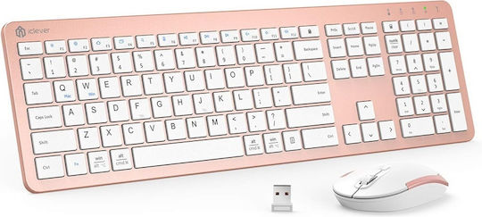 iClever IC-GK08 Wireless Bluetooth Keyboard & Mouse Set English US Pink