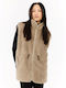 Women's Sleeveless Short Fur Bamboo Beige