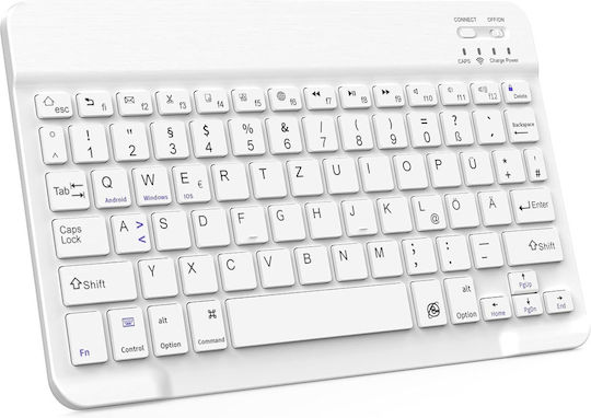 Ασύρματο Bluetooth Πληκτρολόγιο για Tablet Αγγλικό US Λευκό