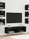 Living Room TV Unit with Showcase & Lighting Black Beech L30xW28.5xH30cm