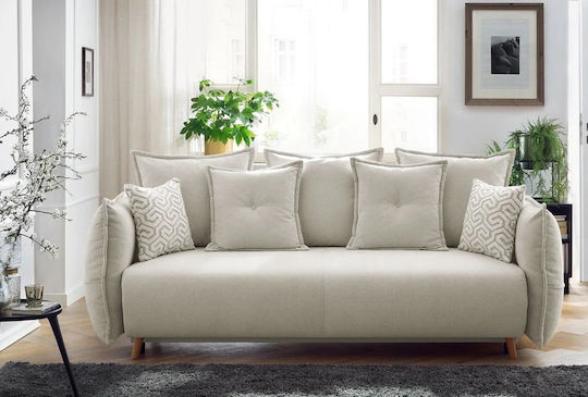 Puffy Canapea Cu Trei Locuri Pat Crem 235x98x95 cm