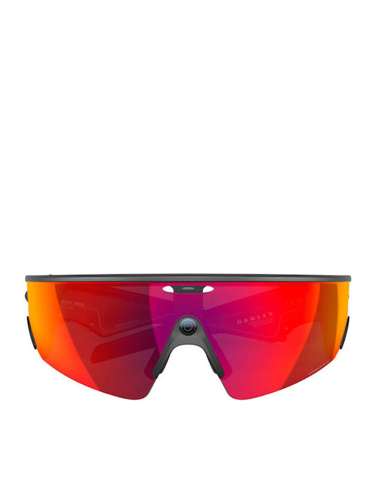Oakley Herren Sonnenbrille mit Schwarz Kunststoff Gestell und Mehrfarbig Verlaufsfarbe Spiegel Linse