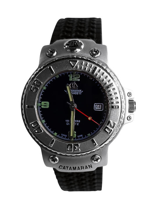 Catamaran Men's Watch 41mm Battery with Black Leather Strap
