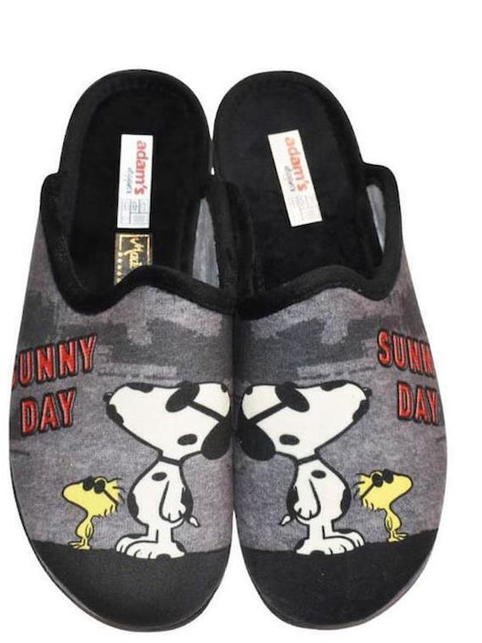Adam's Shoes Χειμερινές Ανδρικές Παντόφλες Μαύρες