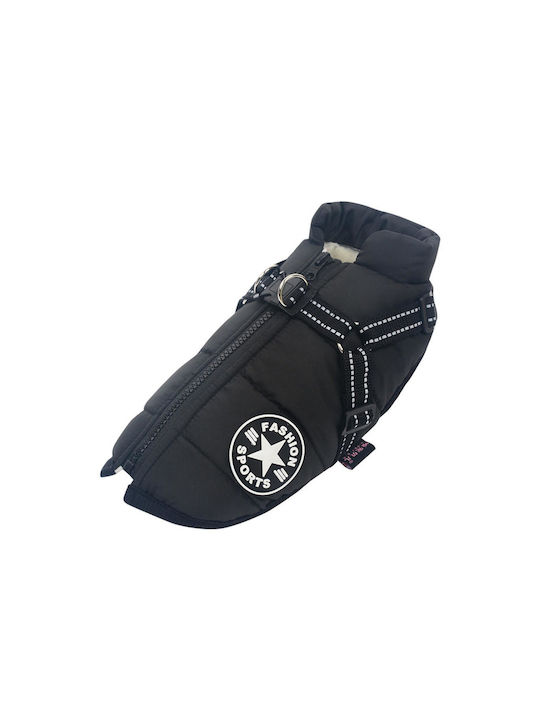 Denik Pets Black Fleece / Waterproof Dog Coat Large with 56cm Back Length
