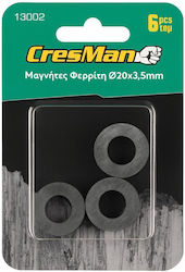 Μαγνήτης Φερρίτη Στρογγυλός Τρύπα 20x3.5mm Σετ 2 Τεμάχια Cresman 13002