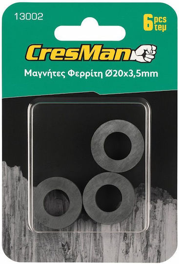 Μαγνήτης Φερρίτη Στρογγυλός Τρύπα 20x3.5mm Σετ 2 Τεμάχια Cresman 13002